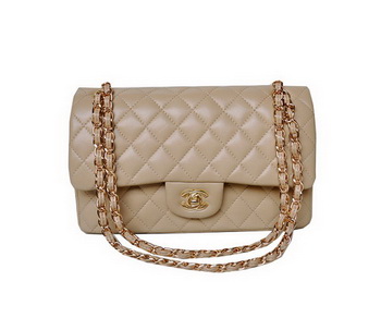 Chanel A01112 Classic Flap Bag Apricot Sheepskin Gold Chanel A01112 Classic Flap Bag Apricot Sheepskin Gold