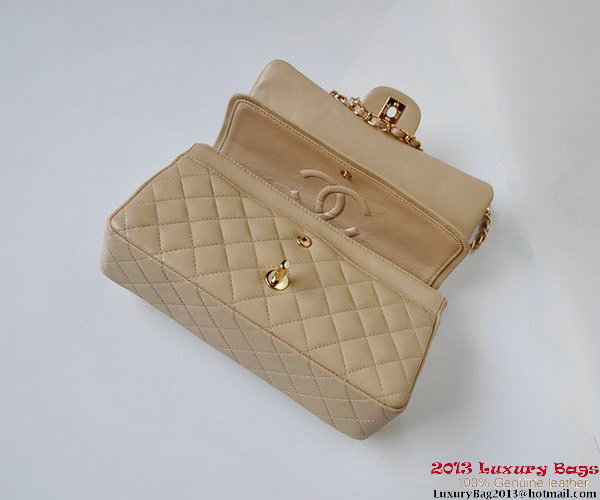 Chanel A01112 Classic Flap Bag Apricot Sheepskin Gold Chanel A01112 Classic Flap Bag Apricot Sheepskin Gold