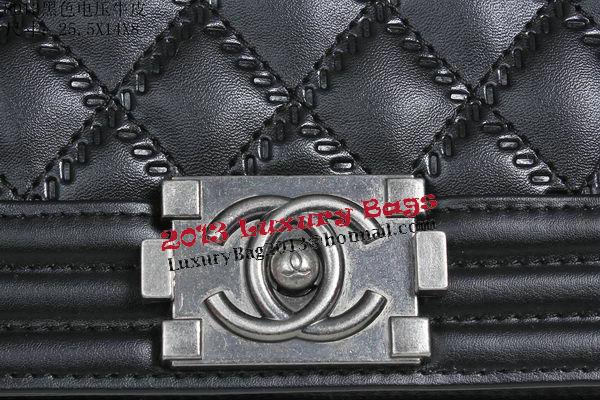 Boy Chanel Flap Shoulder Bag in Calfskin Leather A8013 Black Boy Chanel Flap Shoulder Bag in Calfskin Leather A8013 Black