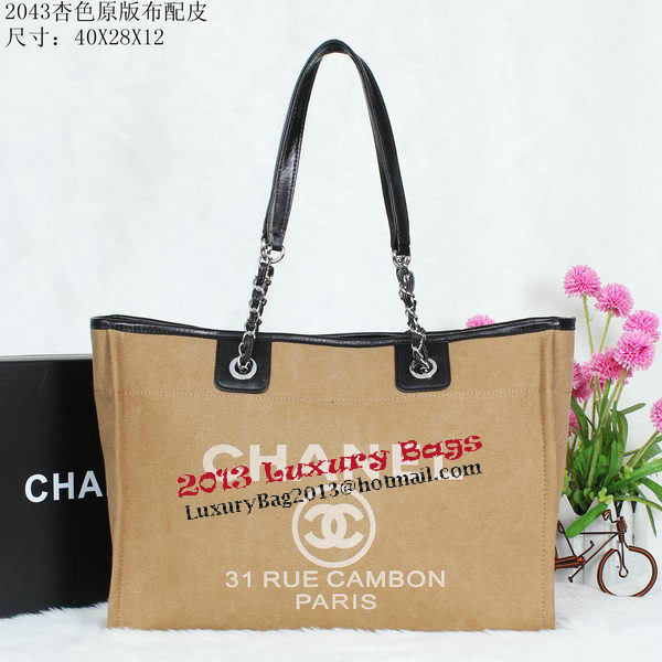 Chanel Medium Canvas Shopping Bag A2043 Apricot Chanel Medium Canvas Shopping Bag A2043 Apricot