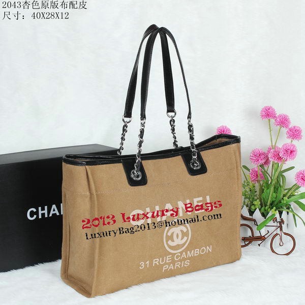 Chanel Medium Canvas Shopping Bag A2043 Apricot Chanel Medium Canvas Shopping Bag A2043 Apricot