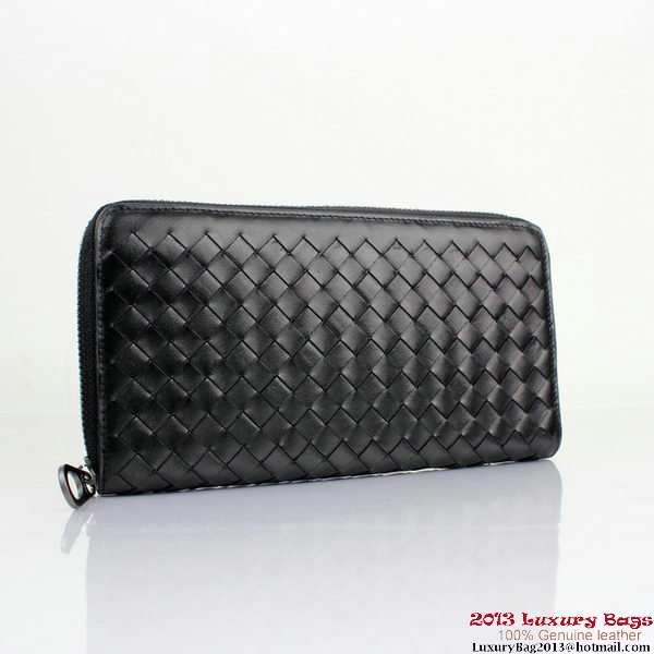 Bottega Veneta BV5017 Intrecciato Nappa Zip Around Wallet Black Bottega Veneta BV5017 Intrecciato Nappa Zip Around Wallet Black
