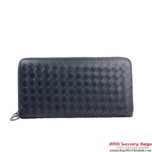 Bottega Veneta BV5017 Intrecciato Nappa Zip Around Wallet RoyalBlue