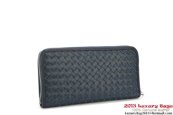 Bottega Veneta Intrecciato Nappa Zippy Wallet 115709-1 Blue Bottega Veneta Intrecciato Nappa Zippy Wallet 115709-1 Blue