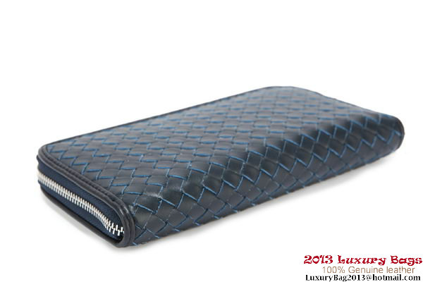 Bottega Veneta Intrecciato Nappa Zippy Wallet 115709-1 Blue Bottega Veneta Intrecciato Nappa Zippy Wallet 115709-1 Blue