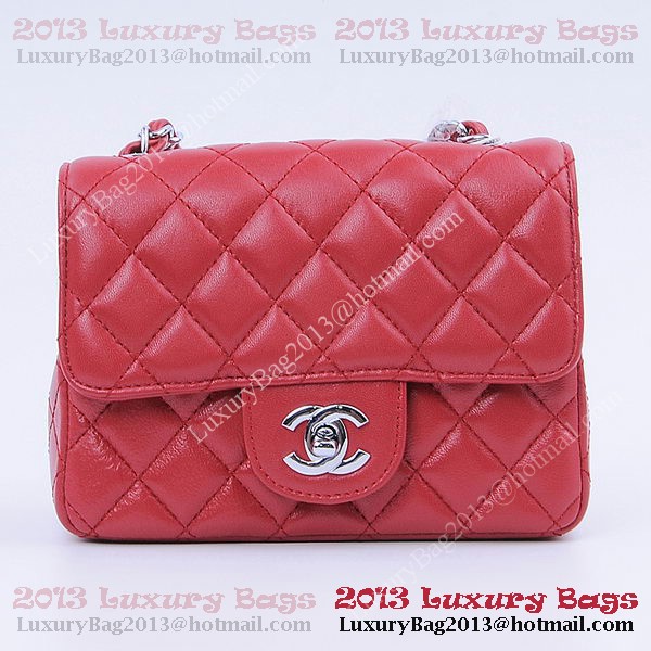 Chanel mini Classic Flap Bag Red Sheekskin 1115 Silver Chanel mini Classic Flap Bag Red Sheekskin 1115 Silver