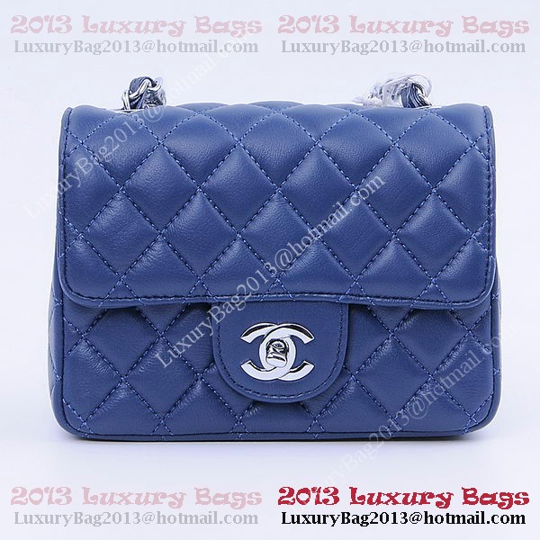 Chanel mini Classic Flap Bag RoyalBlue Sheekskin 1115 Silver