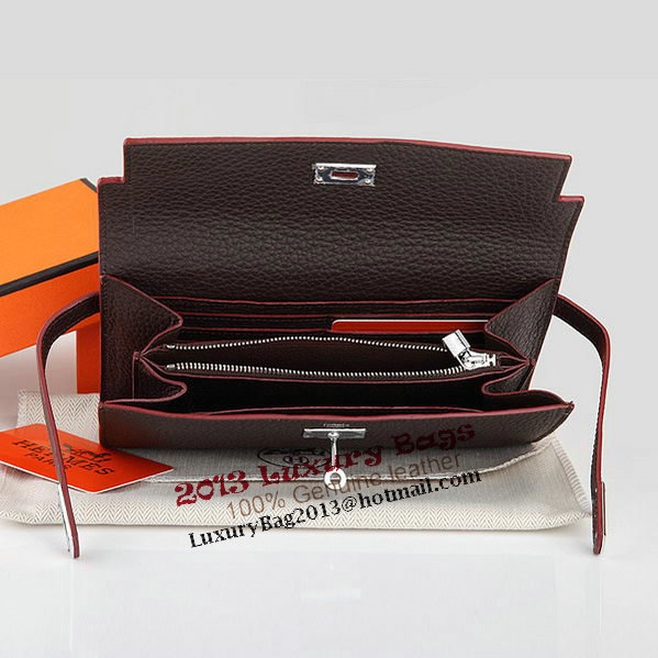 Hermes Kelly Original Leather Bi-Fold Wallet A708 Brown Hermes Kelly Original Leather Bi-Fold Wallet A708 Brown