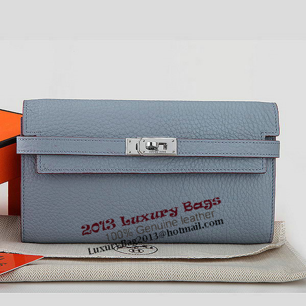 Hermes Kelly Original Leather Bi-Fold Wallet A708 SkyBlue Hermes Kelly Original Leather Bi-Fold Wallet A708 SkyBlue