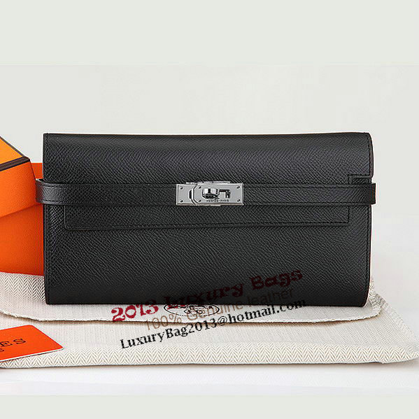 Hermes Kelly Original Saffiano Leather Bi-Fold Wallet A708 Black Hermes Kelly Original Saffiano Leather Bi-Fold Wallet A708 Black