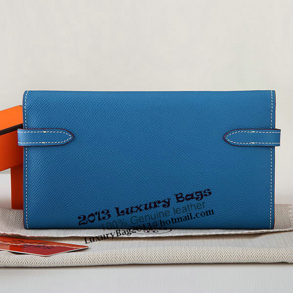 Hermes Kelly Original Saffiano Leather Bi-Fold Wallet A708 Blue Hermes Kelly Original Saffiano Leather Bi-Fold Wallet A708 Blue