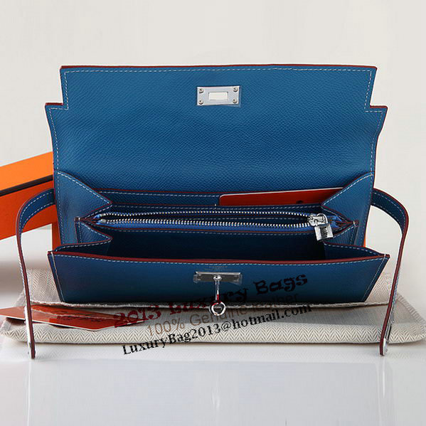 Hermes Kelly Original Saffiano Leather Bi-Fold Wallet A708 Blue Hermes Kelly Original Saffiano Leather Bi-Fold Wallet A708 Blue