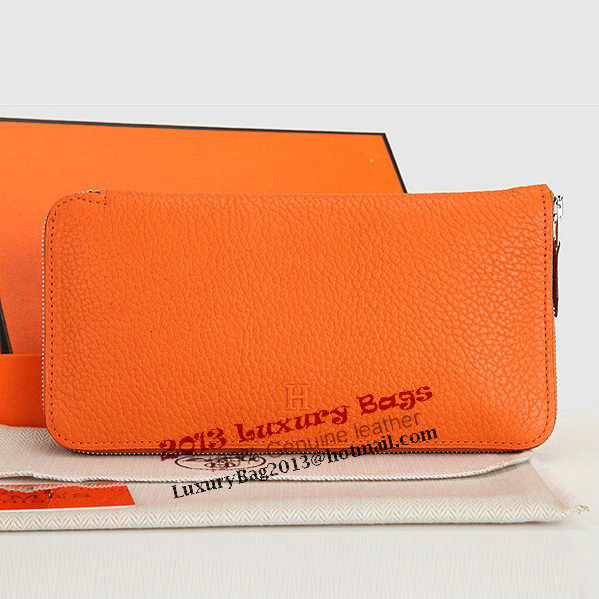 Hermes Zipper Wallet Original Leather A309 Orange Hermes Zipper Wallet Original Leather A309 Orange