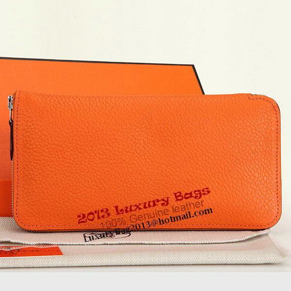 Hermes Zipper Wallet Original Leather A309 Orange Hermes Zipper Wallet Original Leather A309 Orange