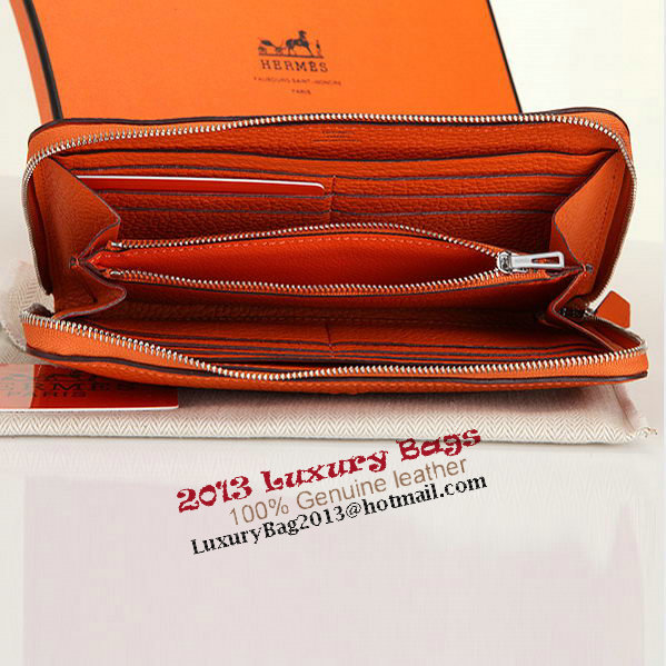 Hermes Zipper Wallet Original Leather A309 Orange Hermes Zipper Wallet Original Leather A309 Orange