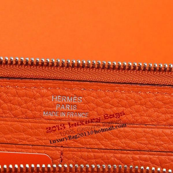 Hermes Zipper Wallet Original Leather A309 Orange Hermes Zipper Wallet Original Leather A309 Orange