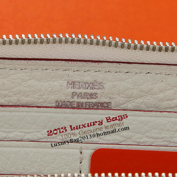 Hermes Zipper Wallet Original Leather A309 White Hermes Zipper Wallet Original Leather A309 White