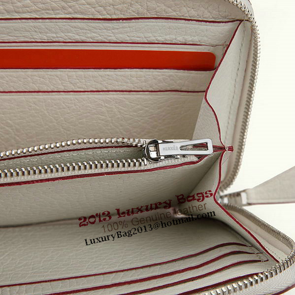 Hermes Zipper Wallet Original Leather A309 White Hermes Zipper Wallet Original Leather A309 White