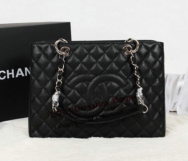 Chanel A50995 Black Original Leather Shoulder Bag Silver Chanel A50995 Black Original Leather Shoulder Bag Silver