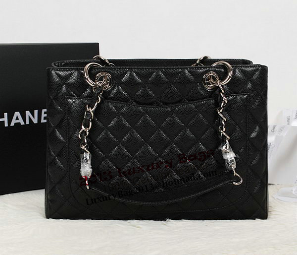 Chanel A50995 Black Original Leather Shoulder Bag Silver Chanel A50995 Black Original Leather Shoulder Bag Silver