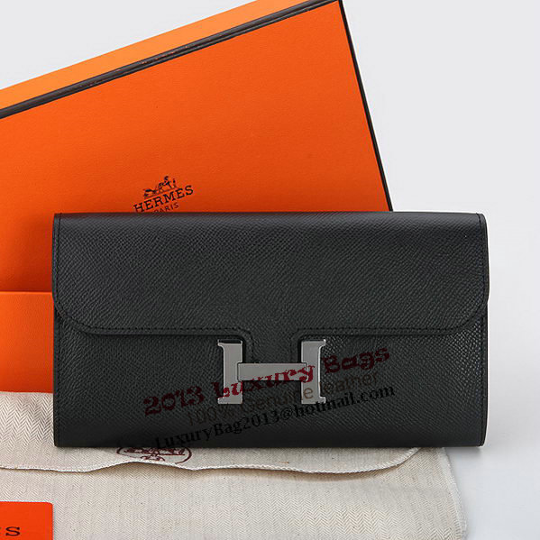 Hermes Constance Long Wallets Original Calfskin Leather A909 Black Hermes Constance Long Wallets Original Calfskin Leather A909 Black