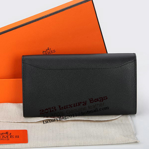 Hermes Constance Long Wallets Original Calfskin Leather A909 Black Hermes Constance Long Wallets Original Calfskin Leather A909 Black