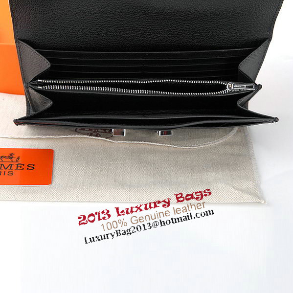 Hermes Constance Long Wallets Original Calfskin Leather A909 Black Hermes Constance Long Wallets Original Calfskin Leather A909 Black