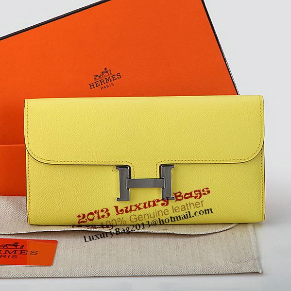 Hermes Constance Long Wallets Original Calfskin Leather A909 Lemon Hermes Constance Long Wallets Original Calfskin Leather A909 Lemon