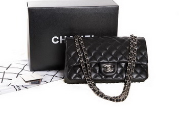 Chanel 2.55 Series Black Original Leather Classic Flap Bag A01112 Silver Chanel 2.55 Series Black Original Leather Classic Flap Bag A01112 Silver