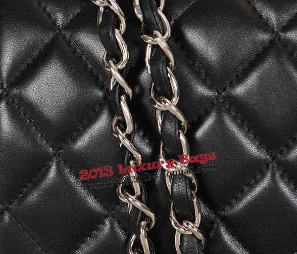 Chanel Classic Flap Bag Black Original Sheepskin Leather A1118 Silver Chanel Classic Flap Bag Black Original Sheepskin Leather A1118 Silver
