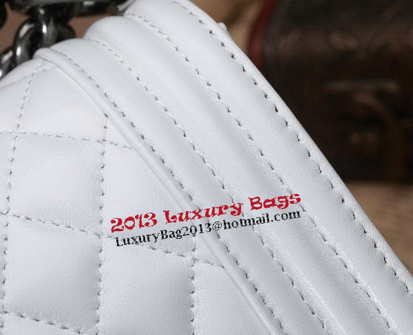 Chanel Boy Flap Shoulder Bag White Original Calfskin Leather CHA67086 Silver Chanel Boy Flap Shoulder Bag White Original Calfskin Leather CHA67086 Silver