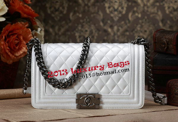 Chanel Boy Flap Shoulder Bag White Original Calfskin Leather CHA67086 Silver Chanel Boy Flap Shoulder Bag White Original Calfskin Leather CHA67086 Silver