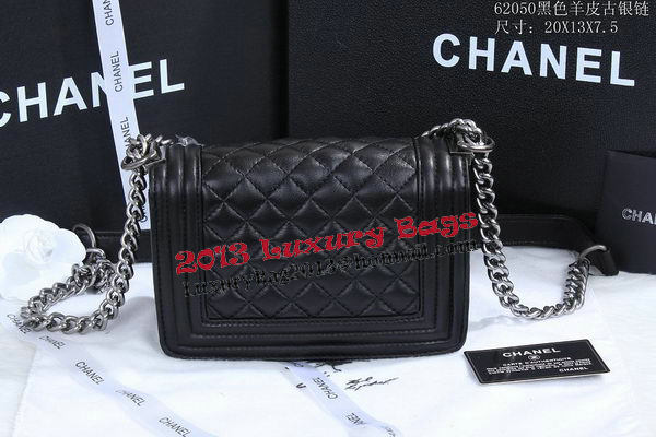 Boy Chanel Flap Shoulder Bag in Sheepskin Leather A62050 Black Boy Chanel Flap Shoulder Bag in Sheepskin Leather A62050 Black