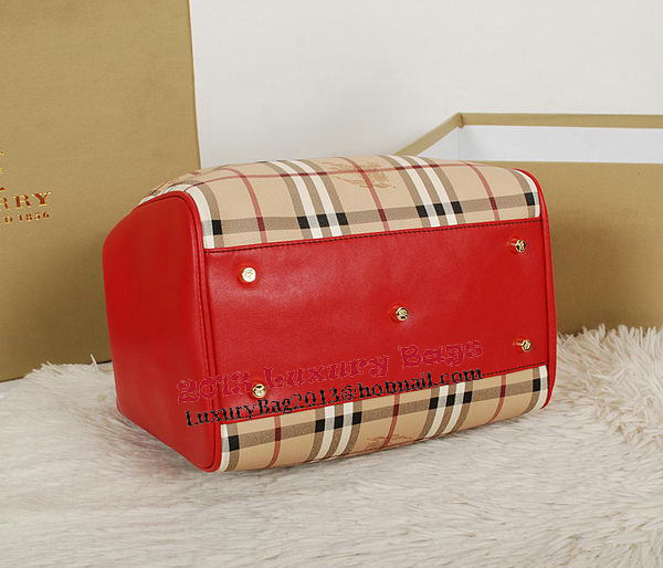 BurBerry Small Haymarket Check Tote Bag B5911 Red BurBerry Small Haymarket Check Tote Bag B5911 Red