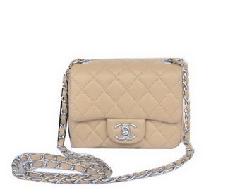 Chanel mini Classic Flap Bag Apricot Original Sheekskin CHA1115 Silver Chanel mini Classic Flap Bag Apricot Original Sheekskin CHA1115 Silver