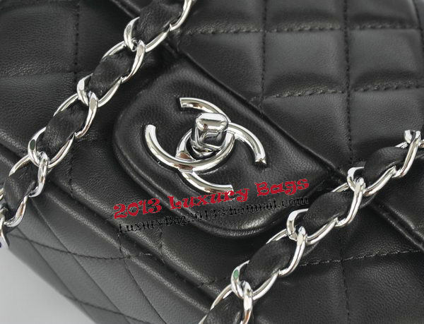 Chanel mini Classic Flap Bag Black Original Sheekskin CHA1115 Silver Chanel mini Classic Flap Bag Black Original Sheekskin CHA1115 Silver
