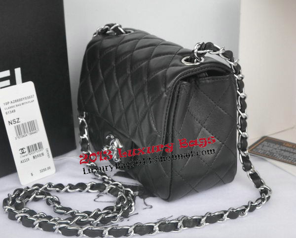 Chanel mini Classic Flap Bag Black Original Sheekskin CHA1115 Silver Chanel mini Classic Flap Bag Black Original Sheekskin CHA1115 Silver