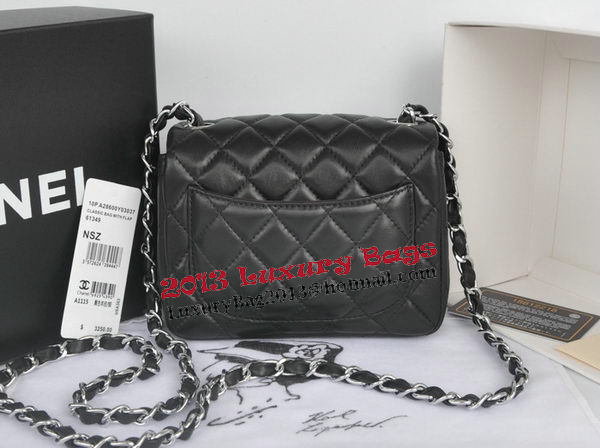Chanel mini Classic Flap Bag Black Original Sheekskin CHA1115 Silver Chanel mini Classic Flap Bag Black Original Sheekskin CHA1115 Silver