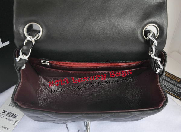 Chanel mini Classic Flap Bag Black Original Sheekskin CHA1115 Silver Chanel mini Classic Flap Bag Black Original Sheekskin CHA1115 Silver