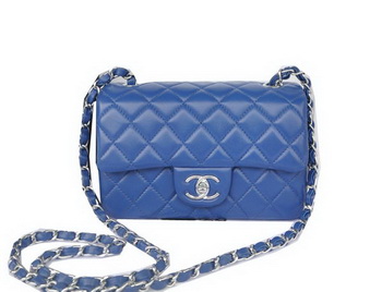 Chanel mini Classic Flap Bag Blue Original Sheekskin CHA1116 Silver Chanel mini Classic Flap Bag Blue Original Sheekskin CHA1116 Silver