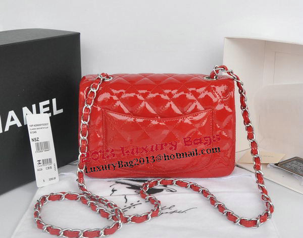 Chanel mini Classic Flap Bag Red Original Patent CHA1116 Silver Chanel mini Classic Flap Bag Red Original Patent CHA1116 Silver