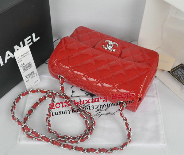 Chanel mini Classic Flap Bag Red Original Patent CHA1116 Silver Chanel mini Classic Flap Bag Red Original Patent CHA1116 Silver