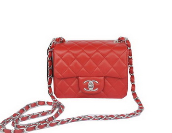 Chanel mini Classic Flap Bag Red Original Sheekskin CHA1115 Silver Chanel mini Classic Flap Bag Red Original Sheekskin CHA1115 Silver