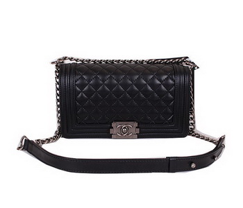 Le Boy Chanel Flap Shoulder Bag Black Sheepskin Leather CHA67086 Silver Le Boy Chanel Flap Shoulder Bag Black Sheepskin Leather CHA67086 Silver
