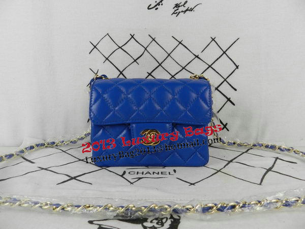 Chanel mini Classic Flap Bag Blue Sheekskin CHA1115 Gold Chanel mini Classic Flap Bag Blue Sheekskin CHA1115 Gold