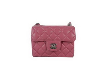 Chanel mini Classic Flap Bag Peach Sheekskin CHA1115 Silver Chanel mini Classic Flap Bag Peach Sheekskin CHA1115 Silver