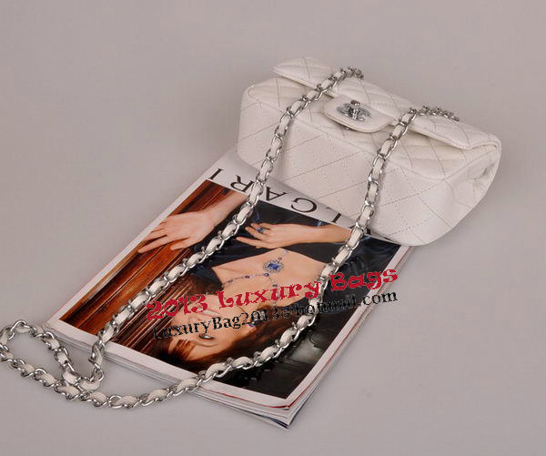 Chanel mini Classic Flap Bag White Cannage Pattern 1117 Silver Chanel mini Classic Flap Bag White Cannage Pattern 1117 Silver