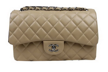 Chanel Classic Flap Bag Apricot Original Leather CF1113 Silver Chanel Classic Flap Bag Apricot Original Leather CF1113 Silver