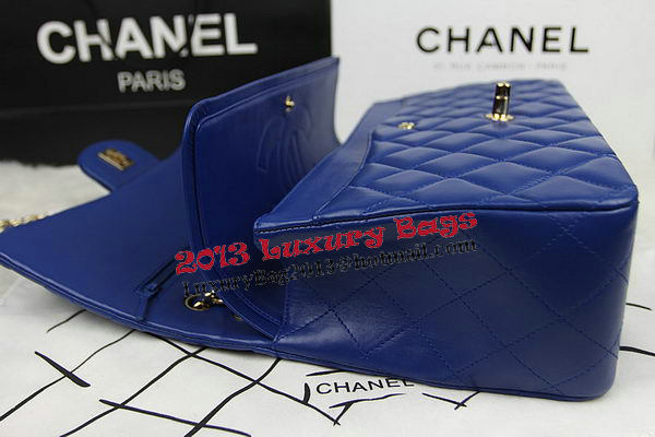 Chanel Classic Flap Bag Blue Original Leather CF1113 Gold Chanel Classic Flap Bag Blue Original Leather CF1113 Gold