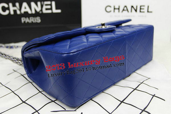 Chanel Classic Flap Bag Blue Original Leather CF1113 Silver Chanel Classic Flap Bag Blue Original Leather CF1113 Silver